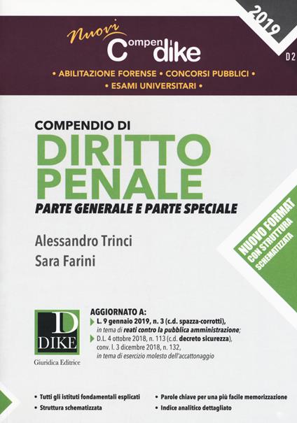 Compendio di diritto penale. Parte generale e parte speciale. Minor - Alessandro Trinci,Sara Farini - copertina