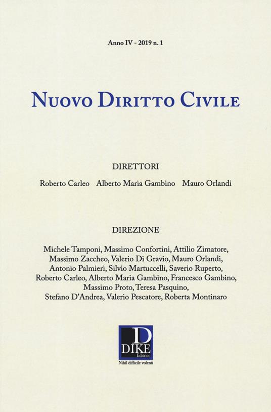 Nuovo diritto civile (2019). Vol. 1 - copertina