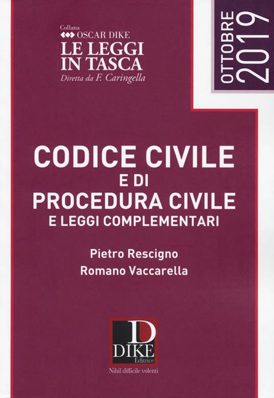 Codice civile e di procedura civile e leggi complementari - Pietro Rescigno,Romano Vaccarella - copertina