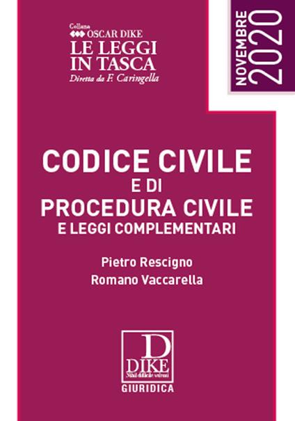 Codice civile e codice di procedura civile e leggi complementari. Ediz. pocket - Pietro Rescigno,Romano Vaccarella - copertina