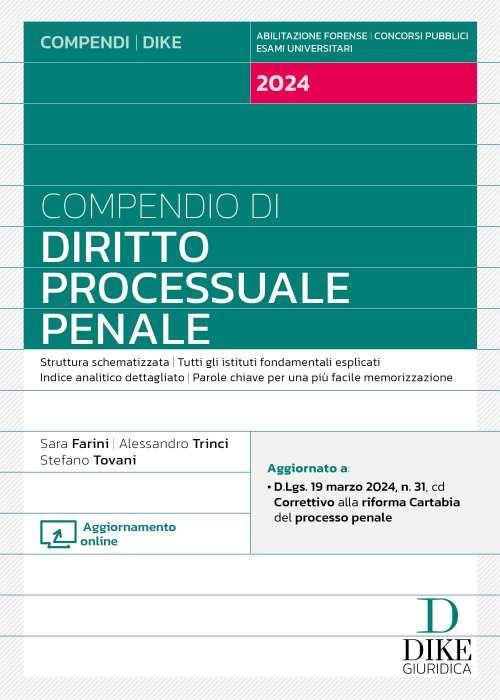Compendio di diritto processuale penale. Con aggiornamento online - Sara Farini,Alessandro Trinci,Stefano Tovani - copertina