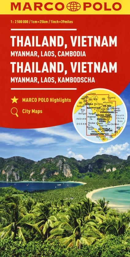 Thailandia, Vietnam. Myanmar, Laos, Cambogia 1:2.500.000. Ediz. multilingue - copertina