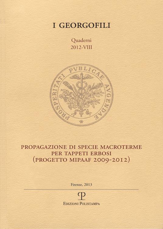 Progetto di specie macroterme per tappeti erbosi. Progetto MIPAAF 2009-2012 - copertina