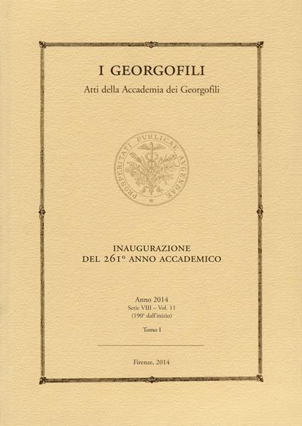 I Georgofili. Atti della Accademia dei Georgofili. Vol. 11\1 - copertina
