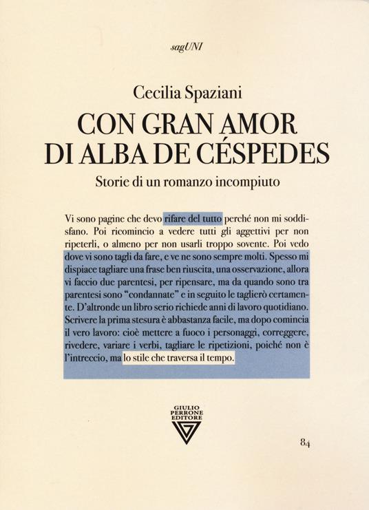 «Con gran amor» di Alba de Céspedes. Storie di un romanzo incompiuto - Cecilia Spaziani - copertina