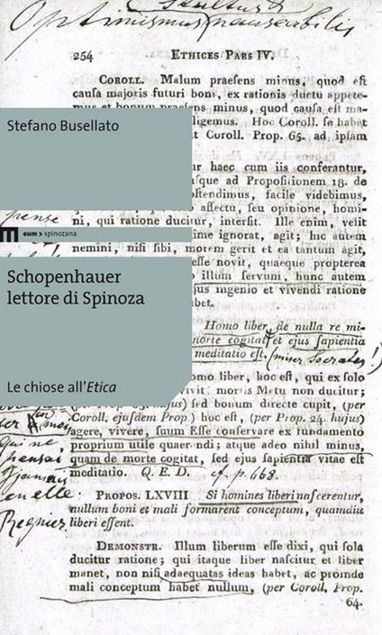 Schopenhauer lettore di Spinoza. Le choise all'Etica - Stefano Busellato - copertina