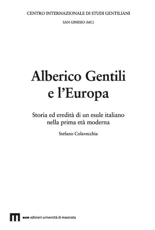 Alberico Gentili e l'Europa - Stefano Colavecchia - copertina