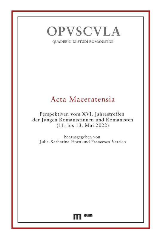 Acta maceratensia - copertina