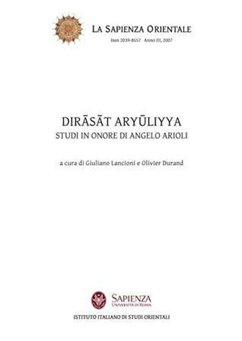 Dirasat aryuliyya. Studi in onore di Angelo Arioli - copertina