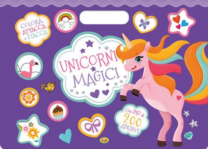 Unicorni magici. Colora, attacca e stacca. Con adesivi. Ediz. a colori - copertina