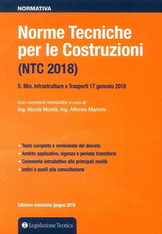 Norme tecniche per le costruzioni (NTC 2018). D. Min. Infrastrutture e Trasporti 17 gennaio 2018 - copertina