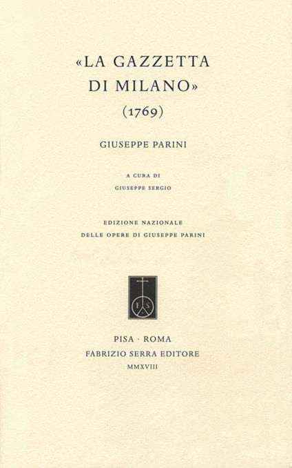 «La Gazzetta di Milano» (1769) - Giuseppe Parini - copertina