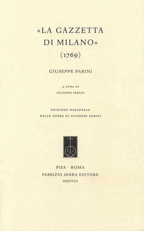 «La Gazzetta di Milano» (1769) - Giuseppe Parini - copertina