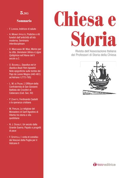 Chiesa e storia. Rivista dell’Associazione Italiana dei Professori di Storia della Chiesa. Vol. 5 - copertina