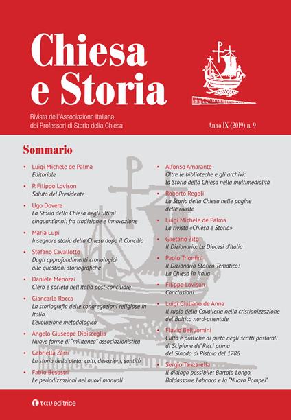 Chiesa e storia. Rivista dell'Associazione Italiana dei Professori di Storia della Chiesa. Vol. 9 - copertina