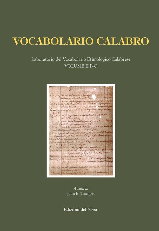 Vocabolario calabro. Laboratorio del vocabolario etimologico calabrese. Vol. 2: F-O. - copertina