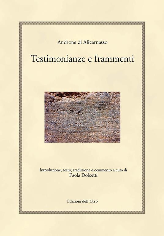 Androne di Alicarnasso. Testimonianze e frammenti - copertina