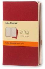 Quaderno Cahier Journal Moleskine pocket a righe rosso. Cranberry Red. Set da 3