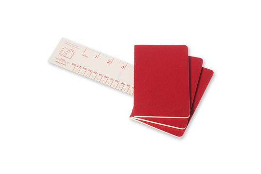 Quaderno Cahier Journal Moleskine pocket a pagine bianche rosso. Cranberry Red. Set da 3 - 3