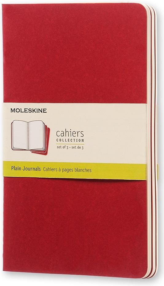 Quaderno Cahier Journal Moleskine large a pagine bianche rosso. Cranberry Red. Set da 3
