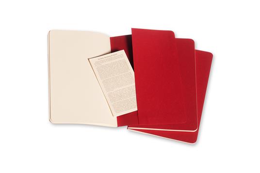 Quaderno Cahier Journal Moleskine large a pagine bianche rosso. Cranberry Red. Set da 3 - 4