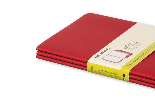 Quaderno Cahier Journal Moleskine large a pagine bianche rosso. Cranberry Red. Set da 3 - 5