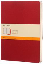 Quaderno Cahier Journal Moleskine XL a righe rosso. Cranberry Red. Set da 3