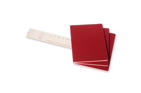 Quaderno Cahier Journal Moleskine XL a righe rosso. Cranberry Red. Set da 3 - 3