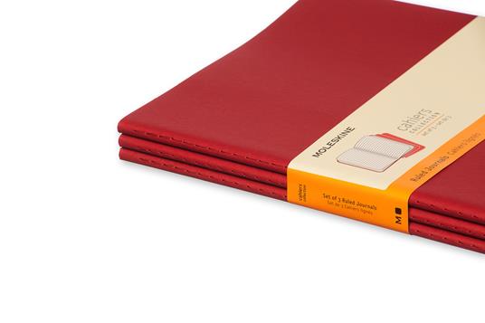Quaderno Cahier Journal Moleskine XL a righe rosso. Cranberry Red. Set da 3 - 5