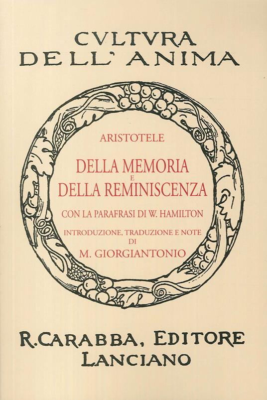 Della memoria e della reminiscenza (rist. anast. 1938). Ediz. in facsimile - Aristotele - copertina