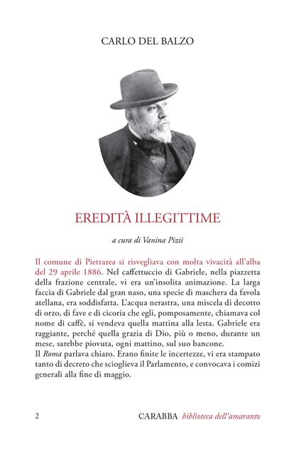 Eredità illegittime - Carlo Del Balzo - copertina