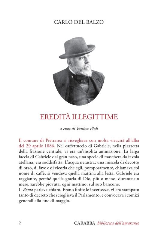 Eredità illegittime - Carlo Del Balzo - copertina