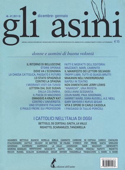 Gli asini. Rivista di educazione e intervento sociale (2017). Vol. 46-47: Donne e uomini di buona volontà (Dicembre-Gennaio) - copertina