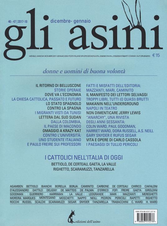 Gli asini. Rivista di educazione e intervento sociale (2017). Vol. 46-47: Donne e uomini di buona volontà (Dicembre-Gennaio) - copertina