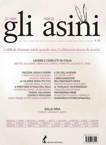Gli asini. Rivista di educazione e intervento sociale (2020). Vol. 73 - copertina