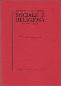Ricerche di storia sociale e religiosa. Vol. 76 - copertina