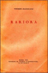 Rariora. Studio di diritto romano - Vincenzo Arangio Ruiz - copertina