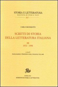 Scritti di storia della letteratura italiana. Vol. 3: 1972-1998 - Carlo Dionisotti - copertina