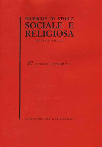 Ricerche di storia sociale e religiosa. Vol. 87 - copertina