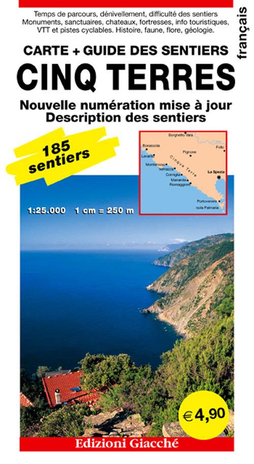 Cinq Terres. Carte. Guide des sentiers. 185 sentiers, echelle 1:25.000 - copertina