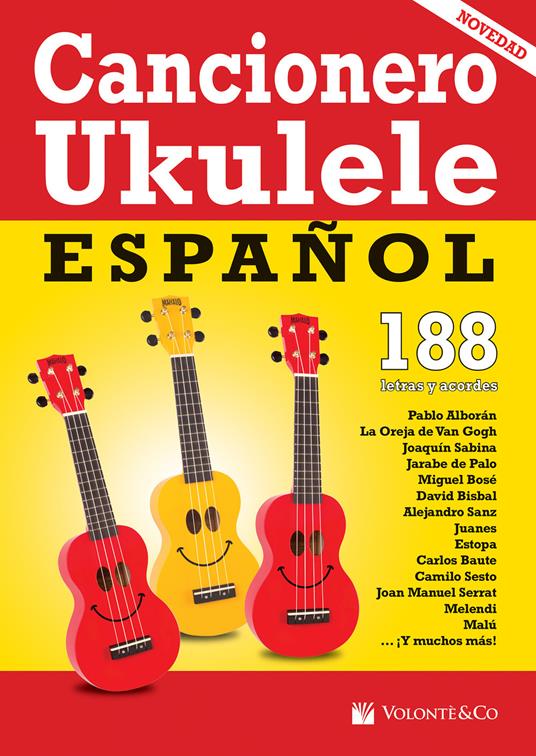 Cancionero ukelele español. 188 letras y acordes afinación estándar (sol do mi la) - copertina
