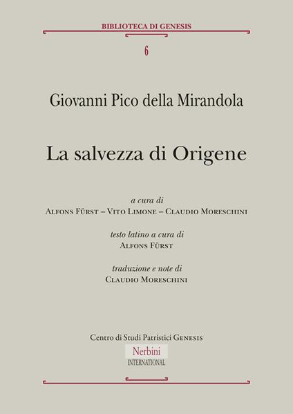 La salvezza di Origene - Giovanni Pico della Mirandola - copertina