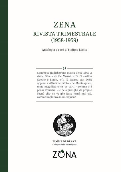 Zena. Rivista trimestrale (1958-1959). Testo genovese - copertina