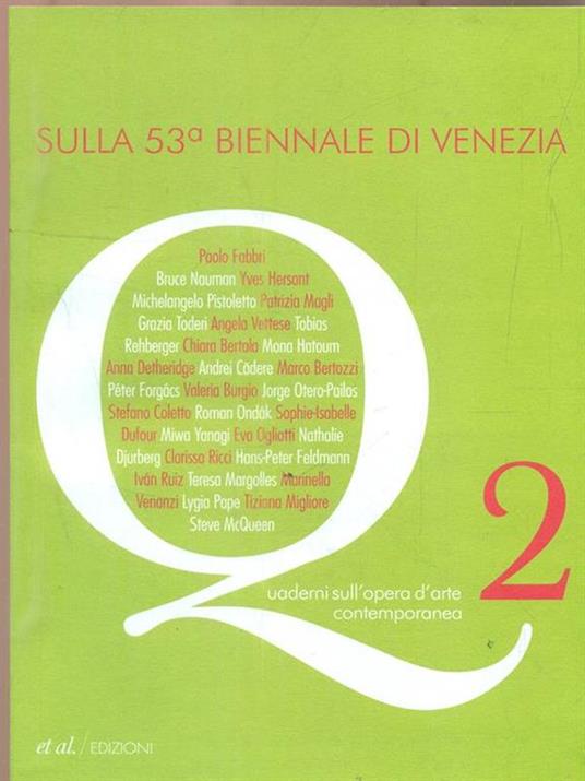 Quaderni sull'opera d'arte contemporanea. Vol. 2: Sulla 53ª Biennale di Venezia. - copertina