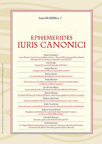 Ephemerides Iuris canonici (2020). Vol. 1 - copertina