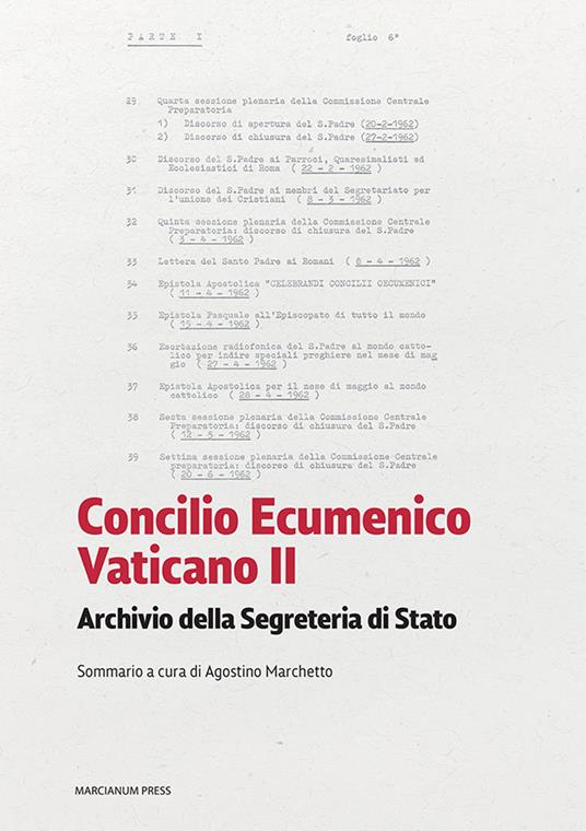 Concilio Ecumenico Vaticano II. Archivio della segreteria di stato. Sommario - copertina