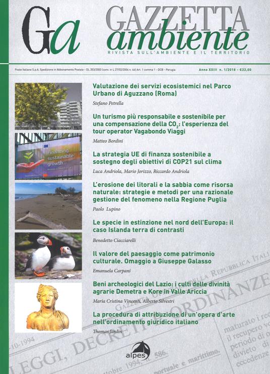 Gazzetta ambiente. Rivista sull'ambiente e il territorio (2018). Vol. 1 - copertina
