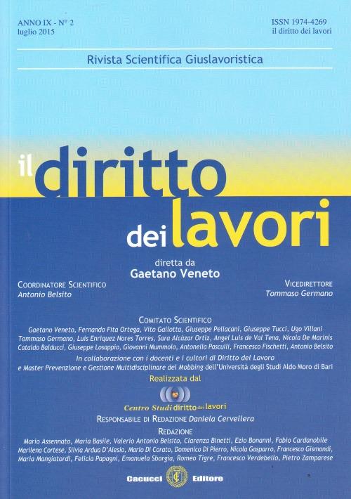 Il diritto dei lavori (2015). Vol. 2 - copertina