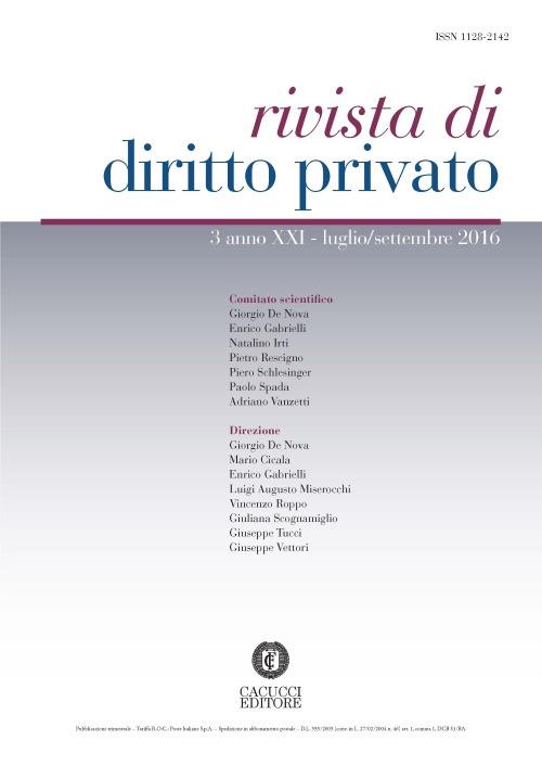 Rivista di diritto privato (2016). Vol. 3 - copertina