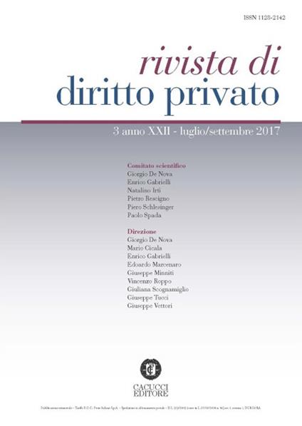 Rivista di diritto privato (2017). Vol. 3 - copertina